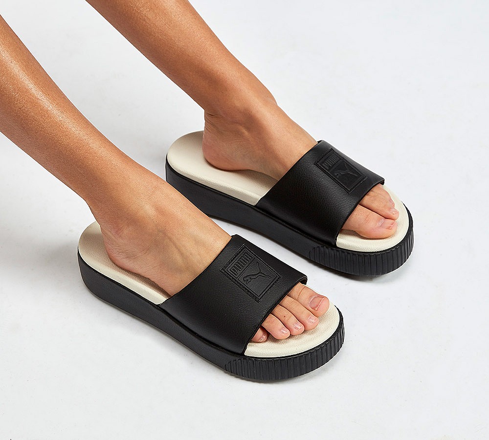 puma black platform slides