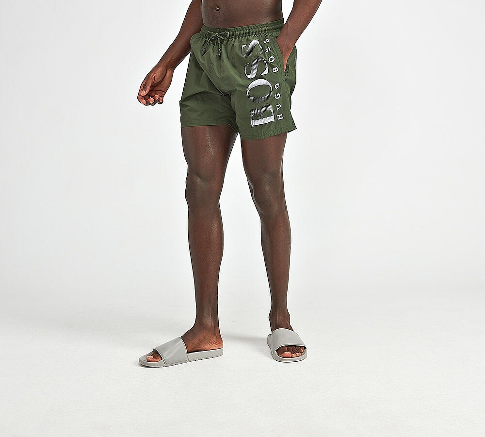 hugo boss khaki swim shorts
