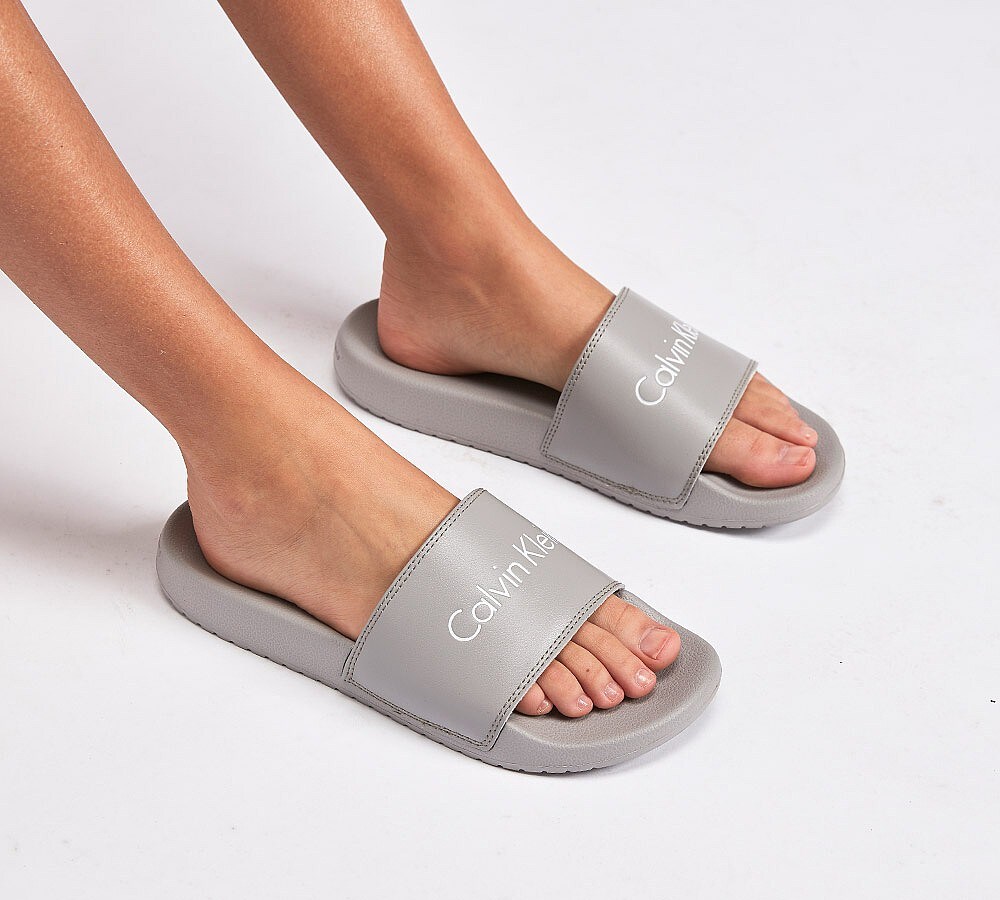 Calvin Klein Womens Linear Slide | Grey 