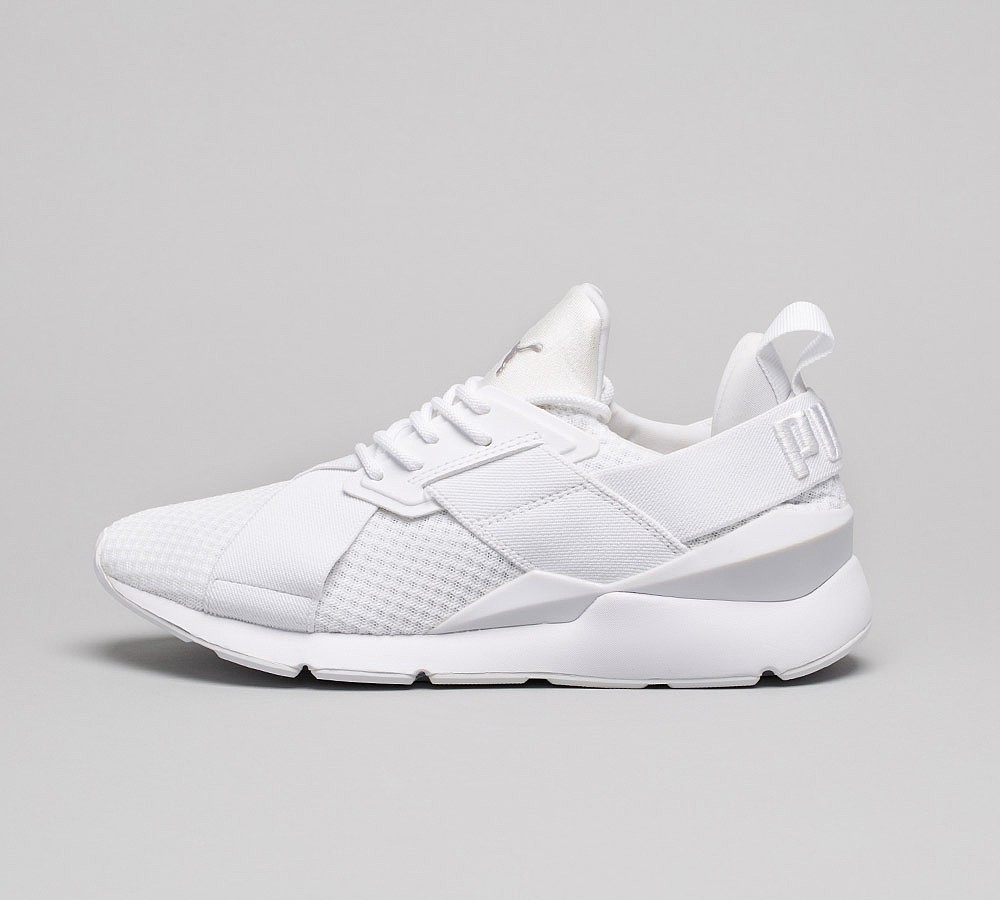 WOMENS PUMA MUSE X STRAP WHITE TRAINERS 