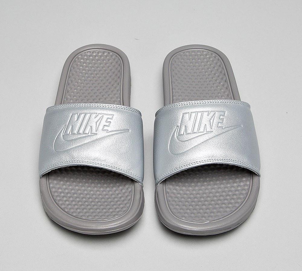 nike benassi slides metallic