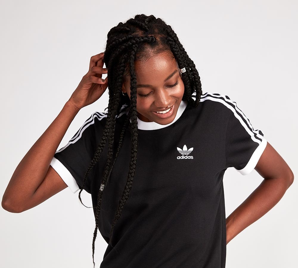 adidas 3 stripe t shirt womens