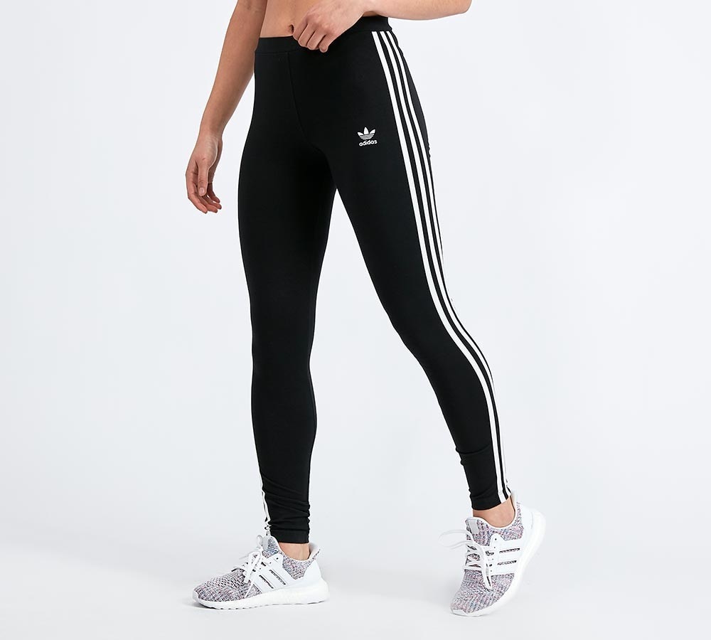 adidas Originals Womens 3-Stripes Legging | Black / White / Black |  Footasylum