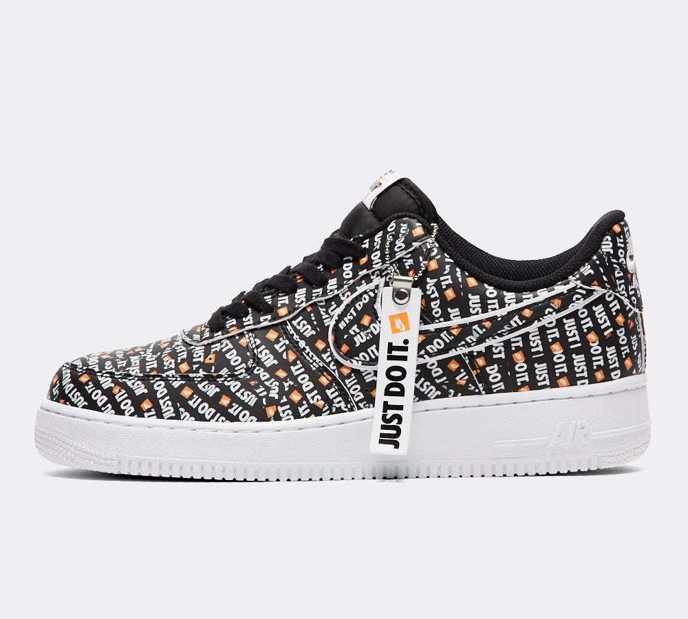 nike air force 1 07 trainers white black total orange jdi