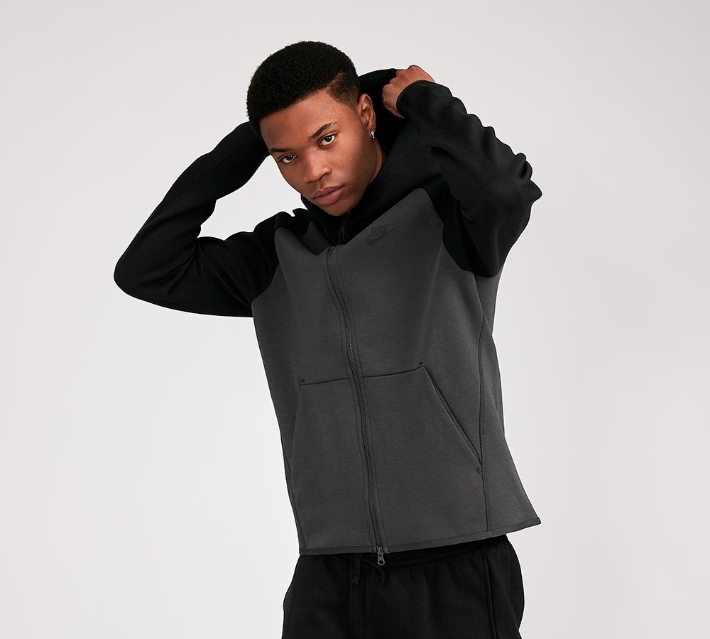 nike tech fleece hoodie black grey