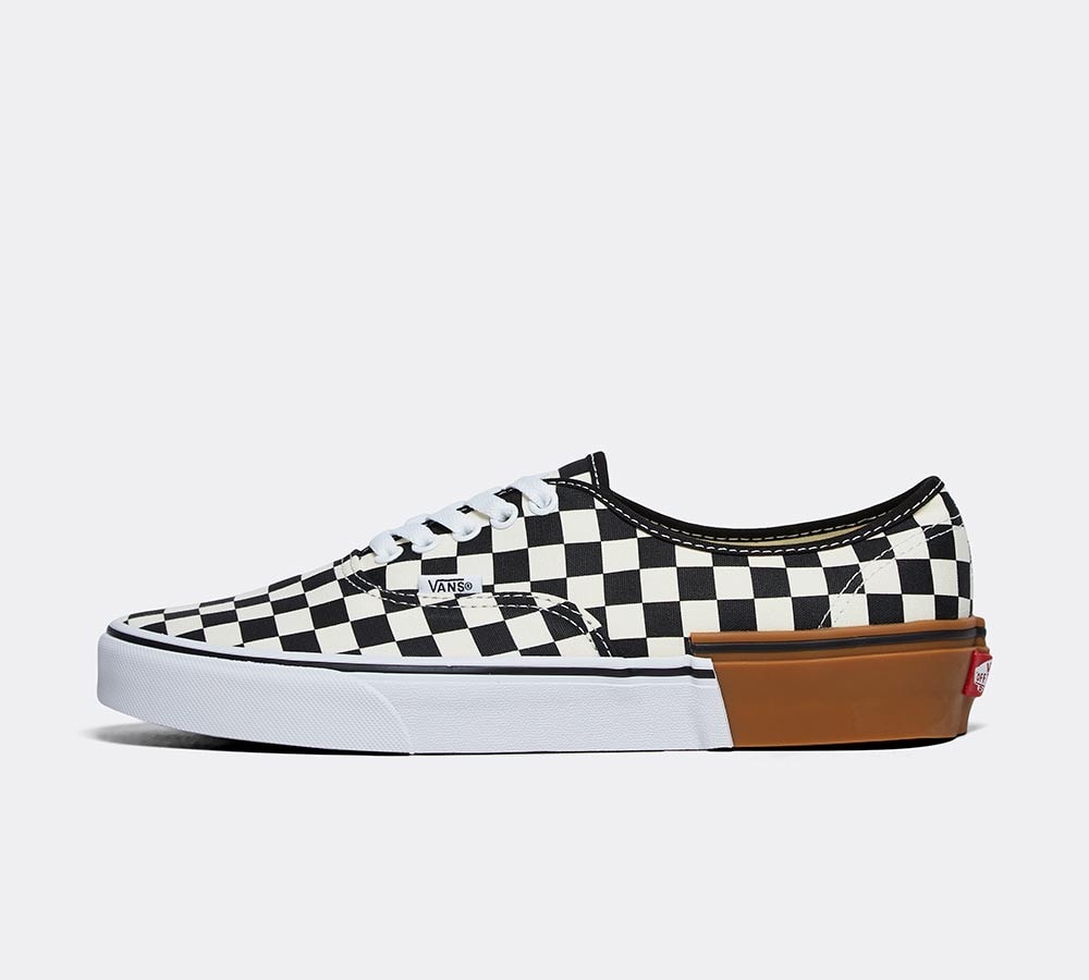 vans checkerboard slip on gum block