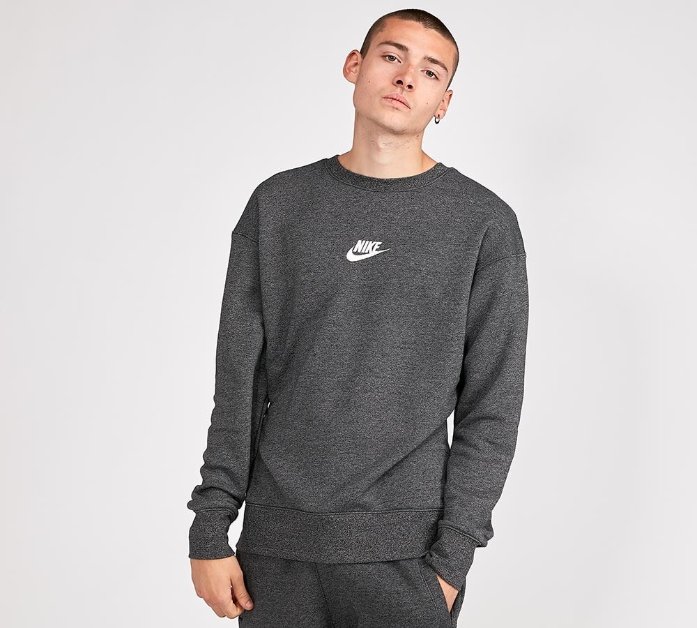 nike heritage crew neck sweat in black
