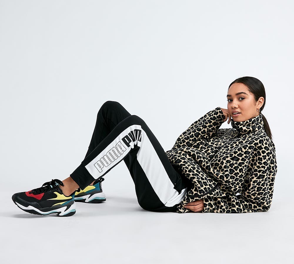 puma oversized cheetah print polar fleece jumper