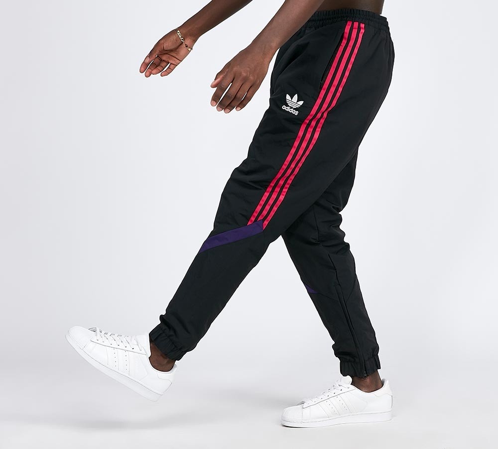 black and purple adidas pants