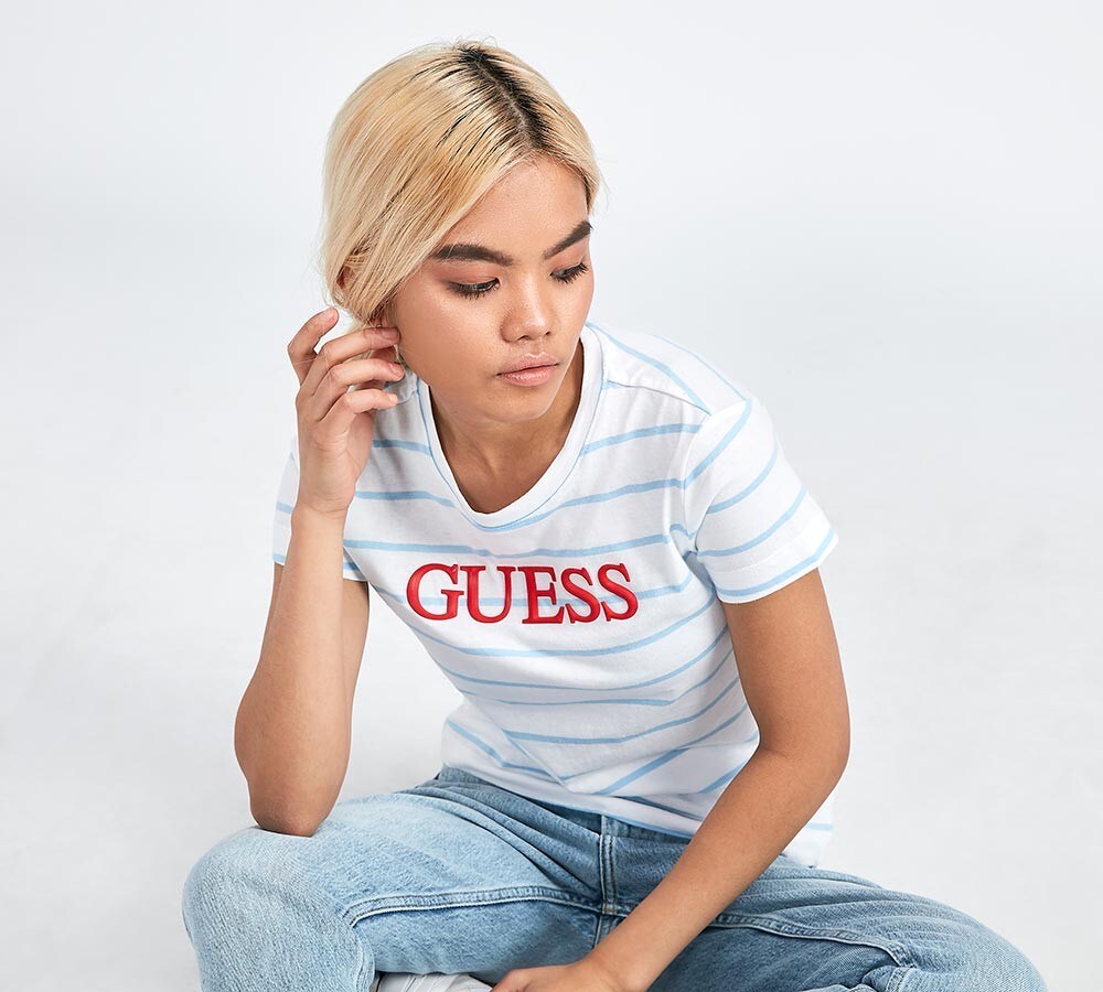 womens guess striped t shirt