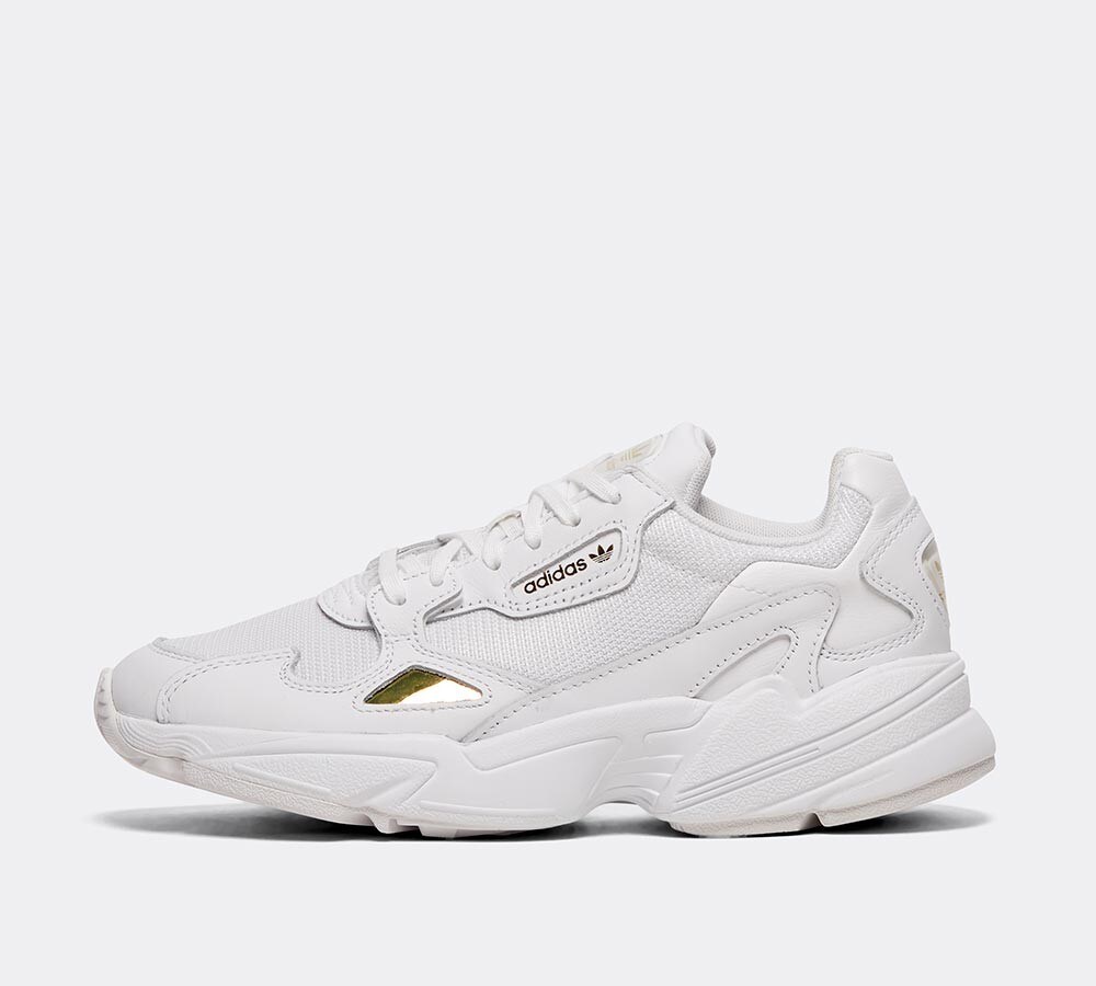 adidas originals falcon sneakers in white and gold