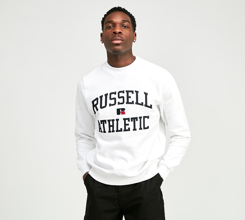 russell athletic white sweatshirt