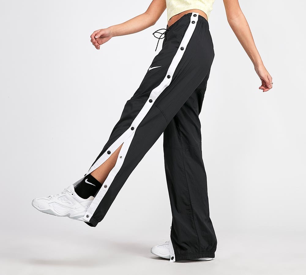 nike black textured print popper pants