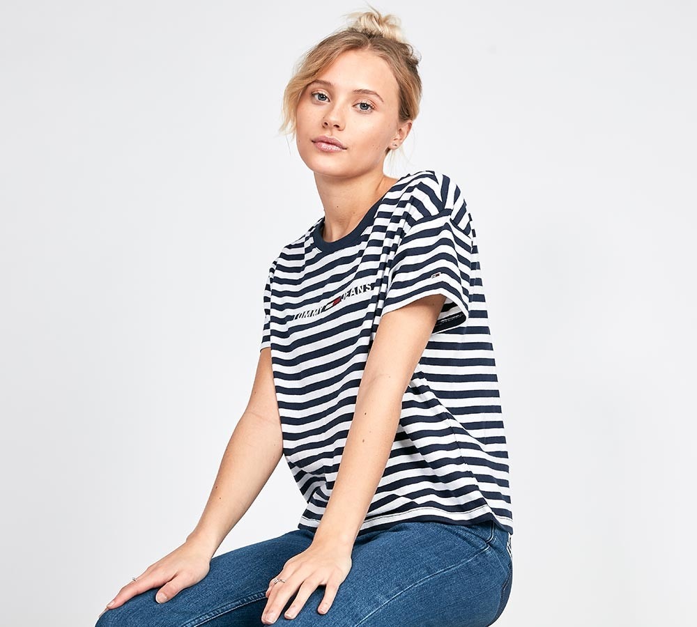 women's striped jeans