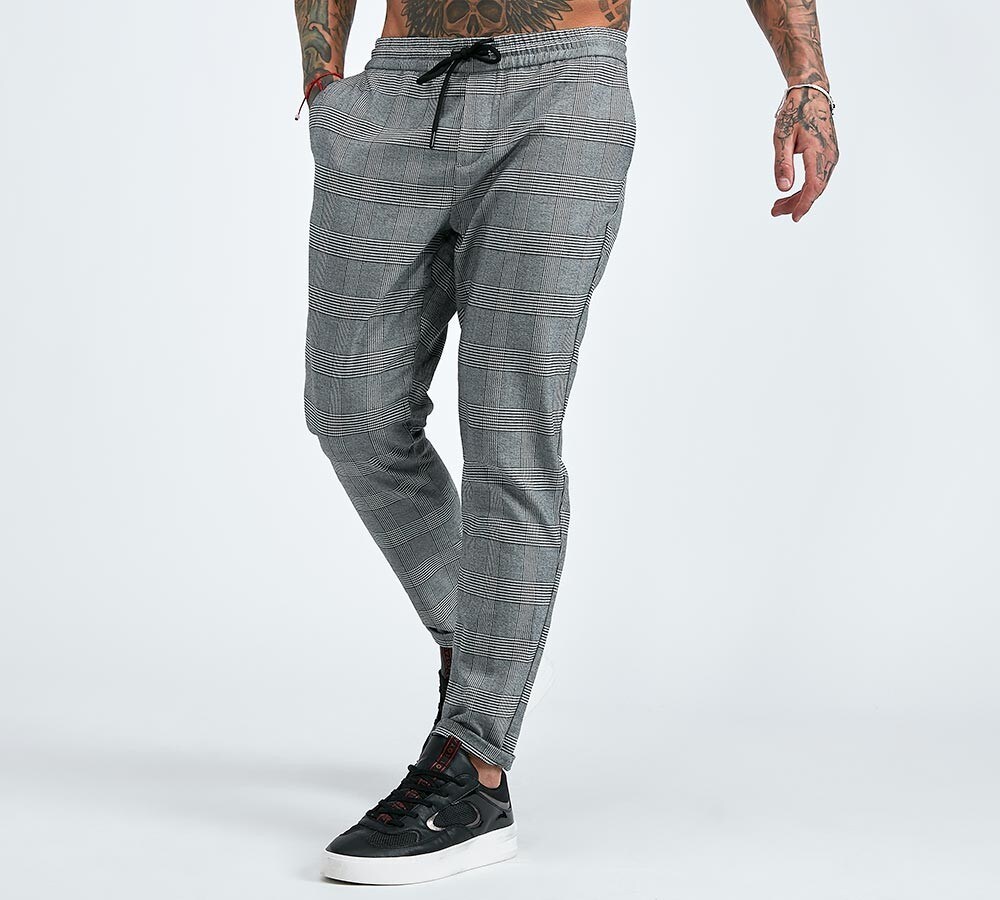 checkered gray pants