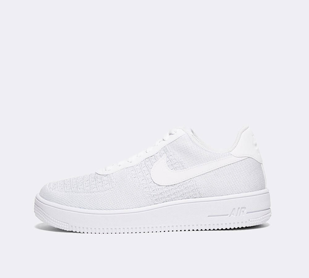 white flyknit air forces