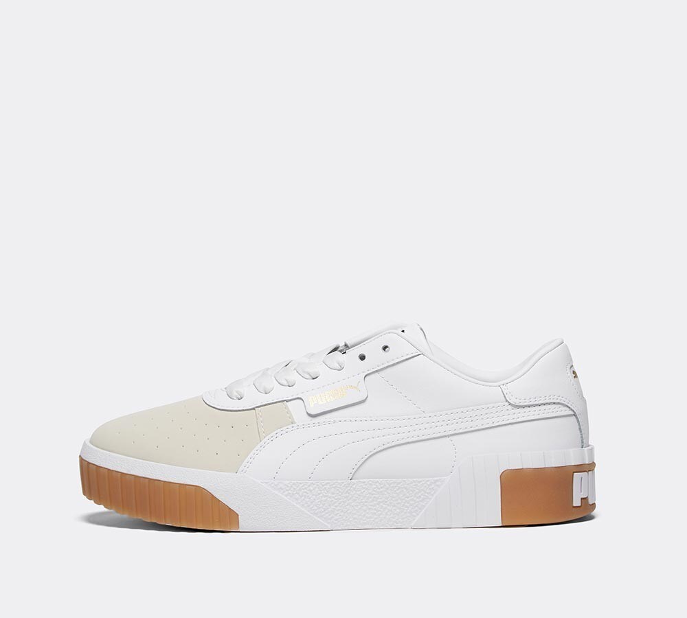 white and gum trainers