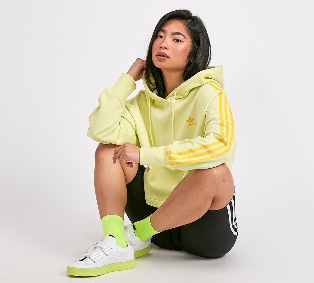 adidas yellow cropped hoodie