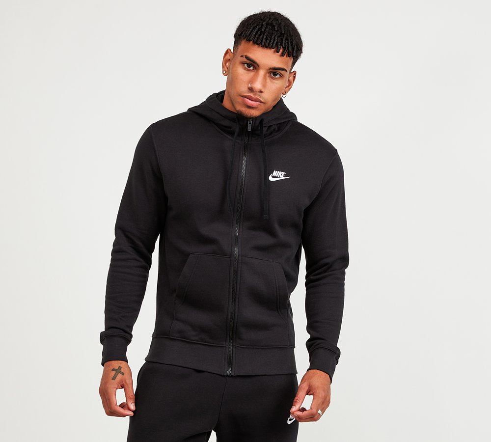 nike club hoodie black