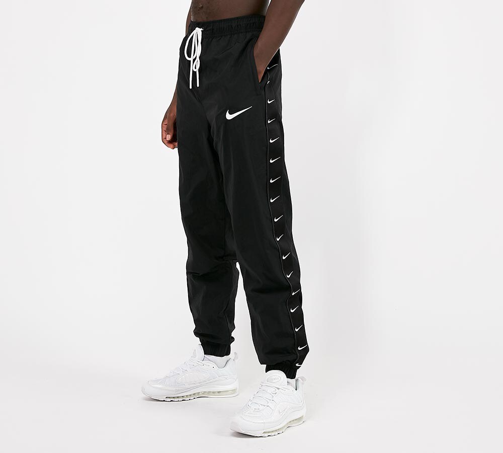 nike swoosh woven pants black