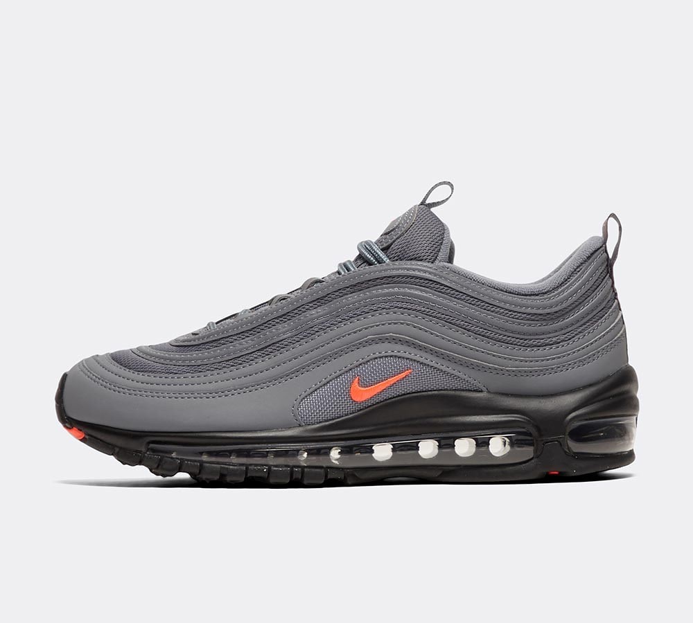 grey black and crimson air max 97