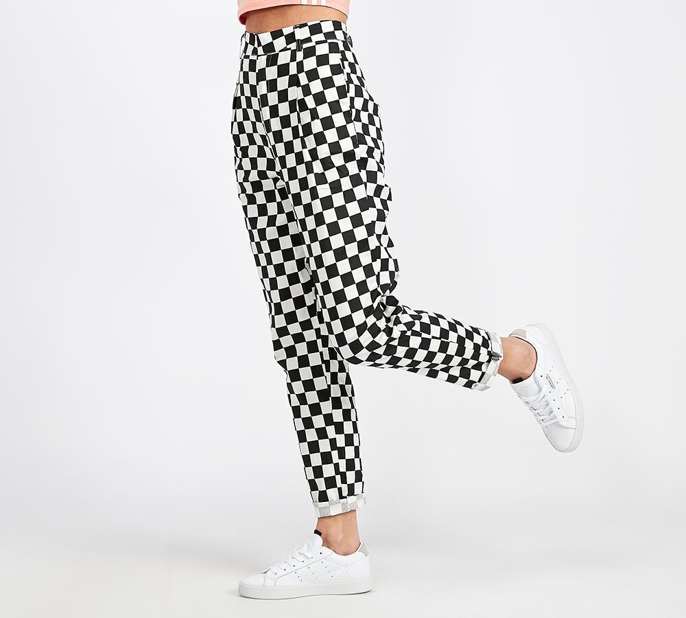 black and white check pants for ladies