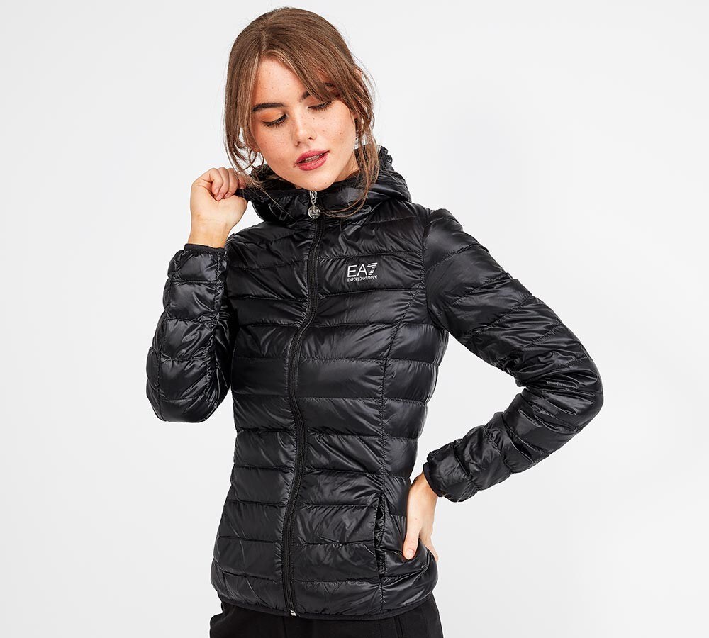 EA7 Womens Core Hooded Jacket | Black 