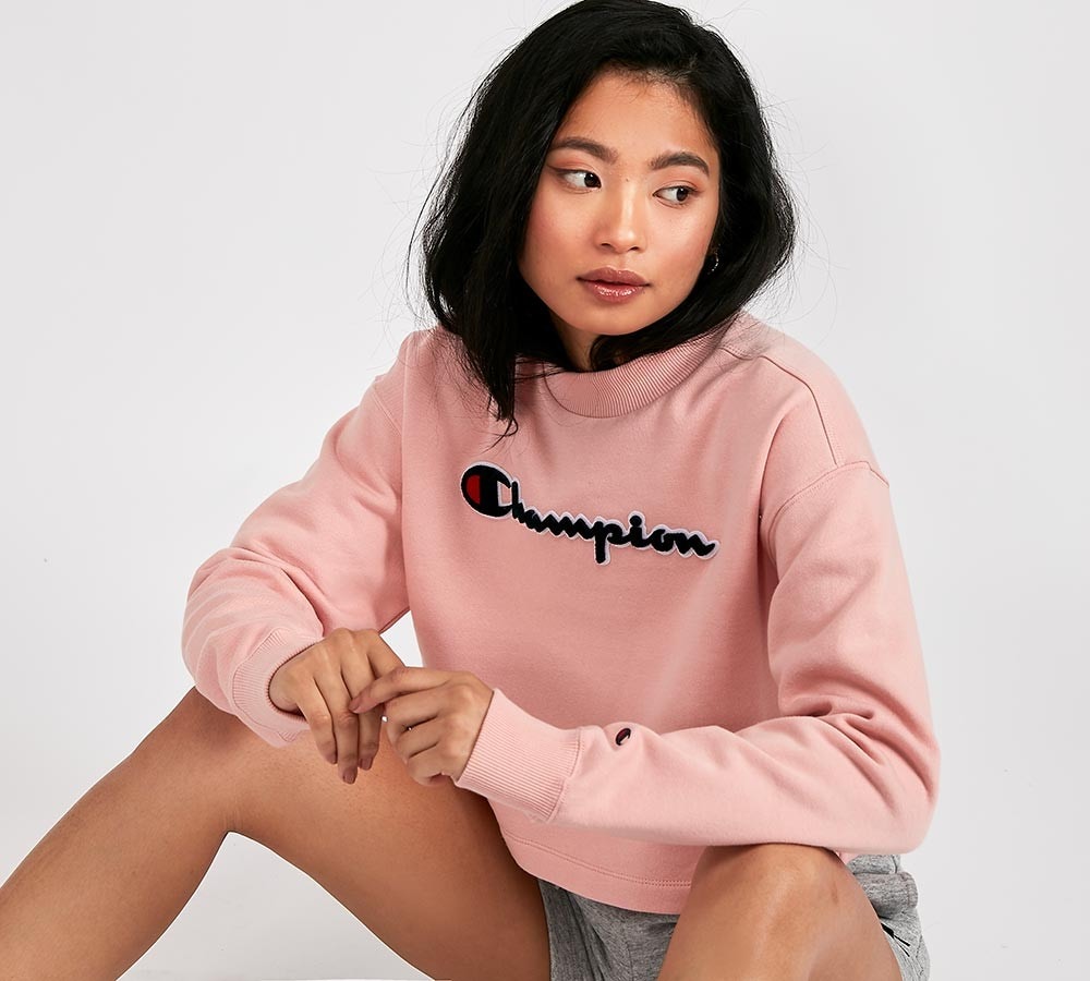 womens pink champion crewneck