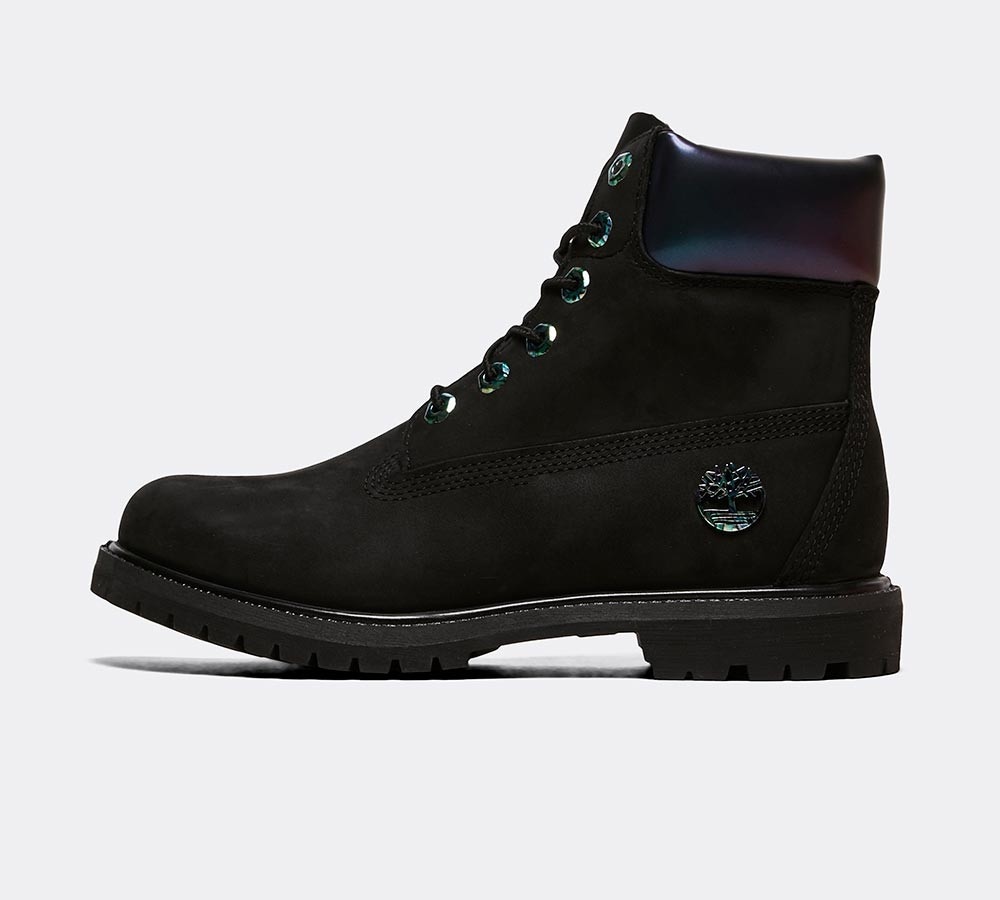 black iridescent boots