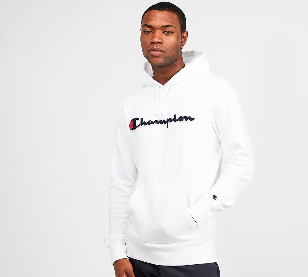 Champion Linear Logo Overhead Hoodie White Footasylum Don't miss our extensive collection of men's hoodies from all our favourite brands including nike and adidas originals. footasylum