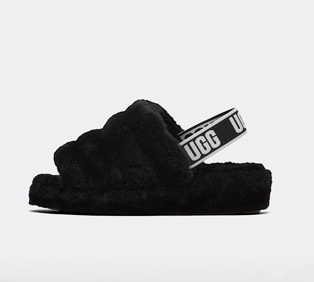 ugg black fluff yeah slide sandals