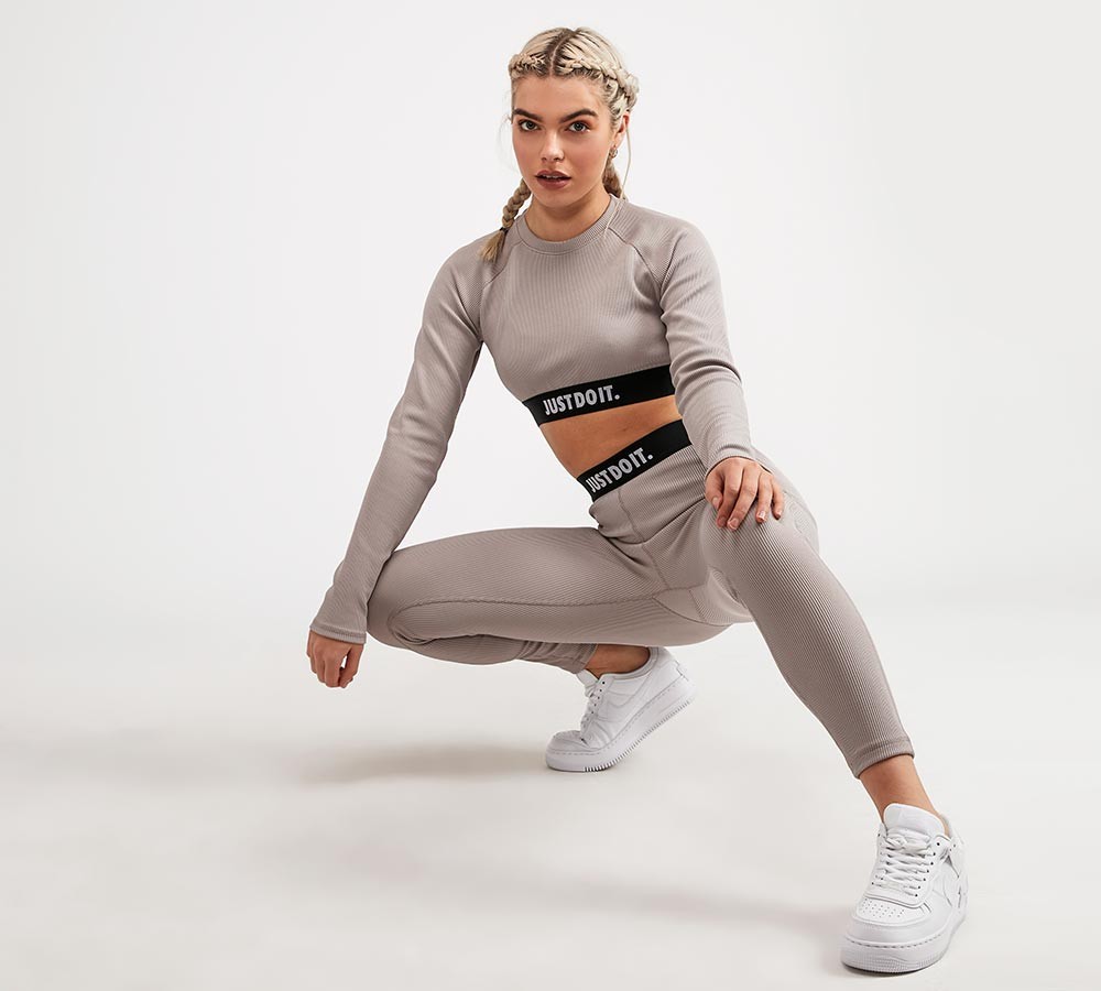 nike grey ribbed leggings