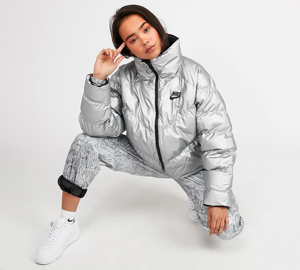 silver nike coat