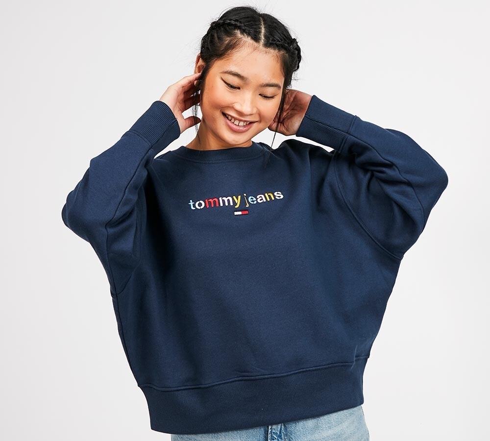 tommy jeans multicolor logo crew neck sweatshirt