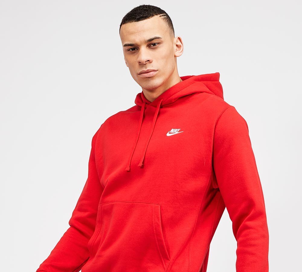 red hooded top