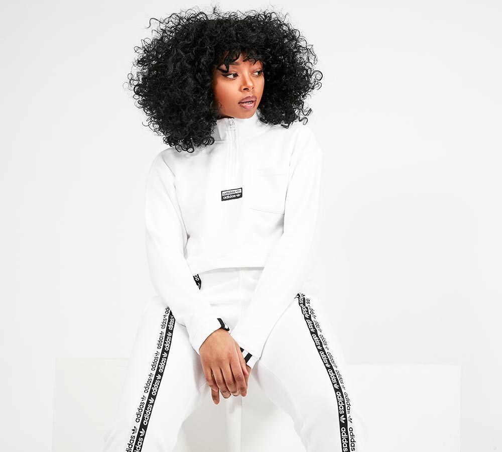 originals ryv taping cropped sweatshirt in white