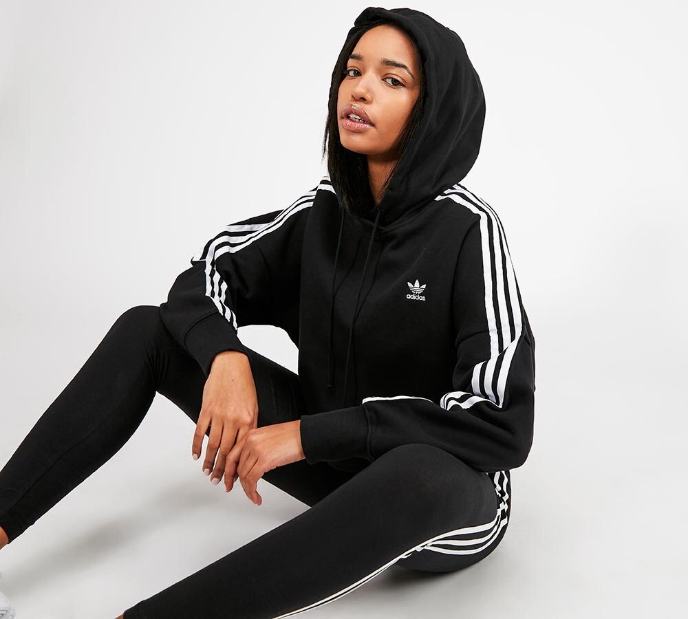 adidas black cropped hoodie women's