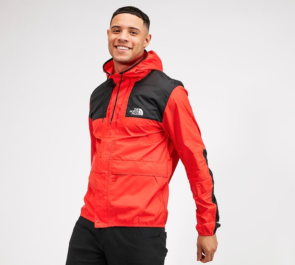 red north face jacket windbreaker