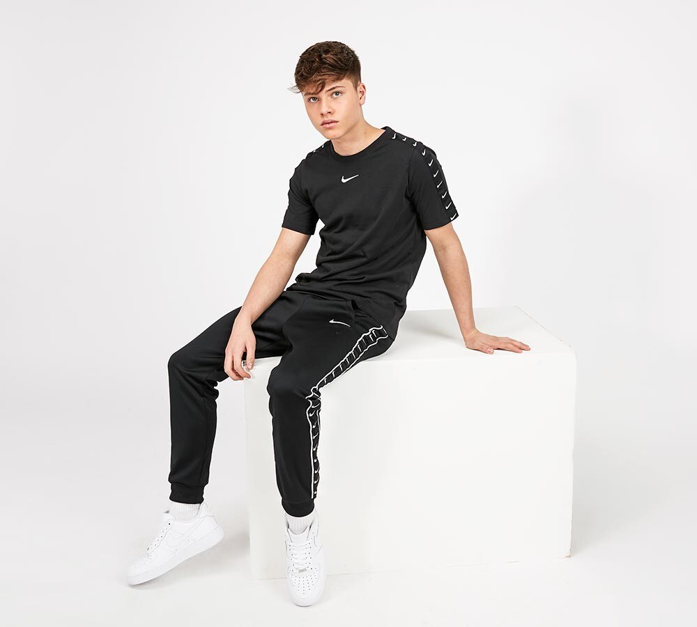 nike tape track pants black