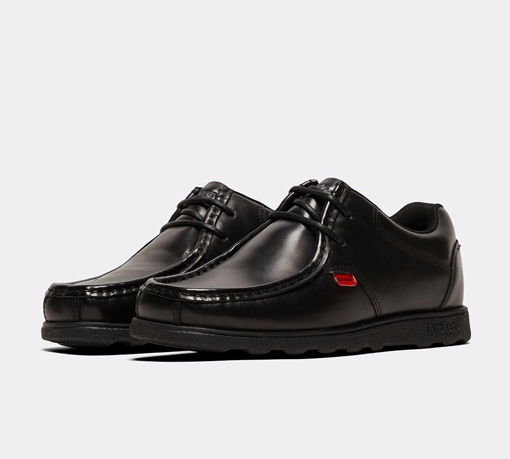Kickers Junior Fragma Lace 2 Eye Leather Shoe Black Footasylum
