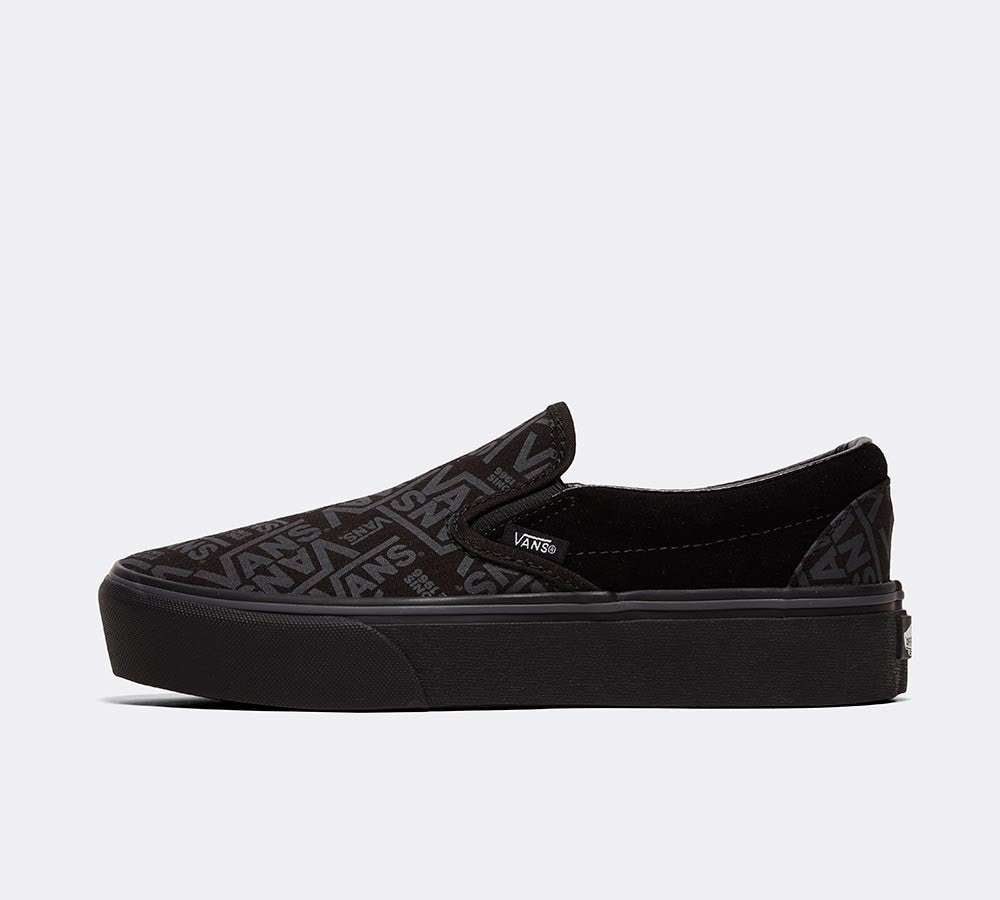 vans platform slip on black