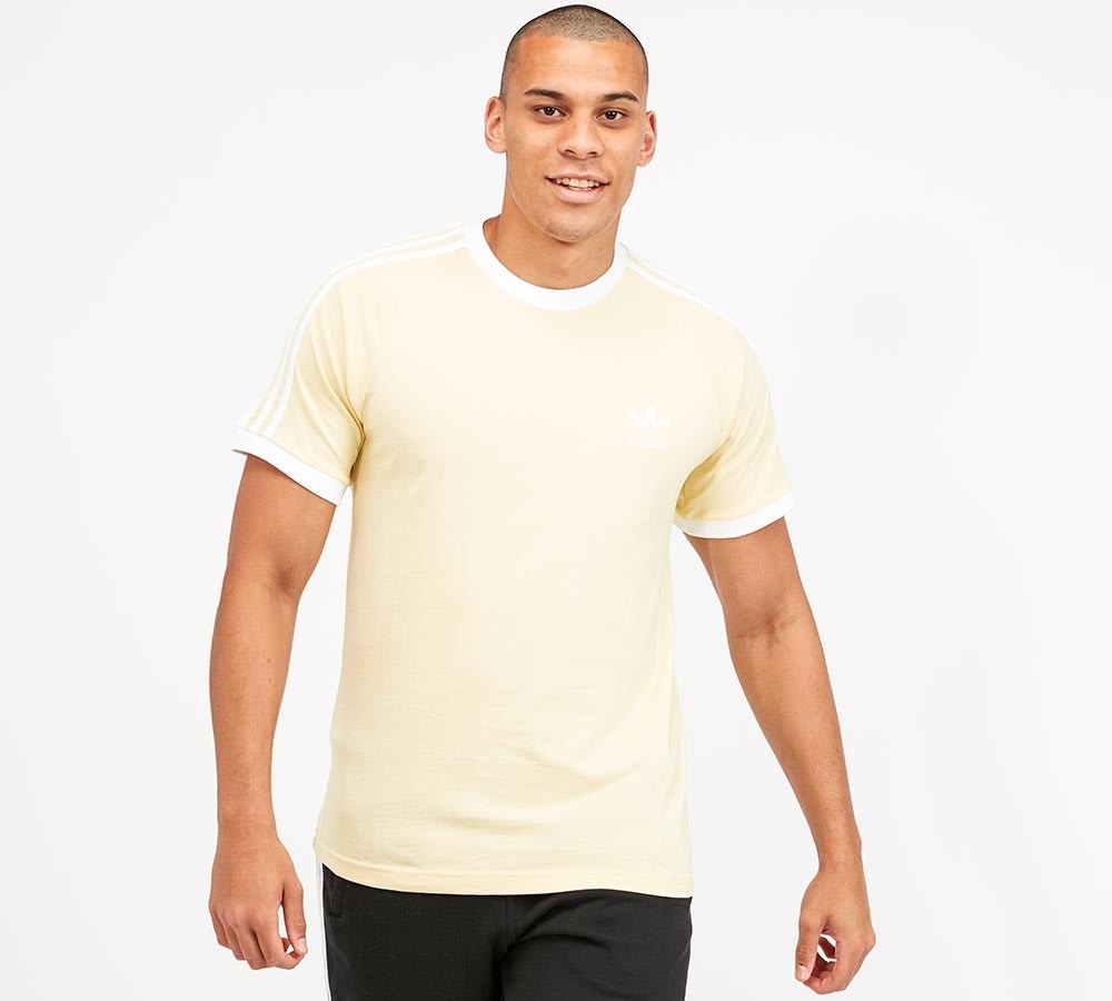 yellow adidas 3 stripe t shirt