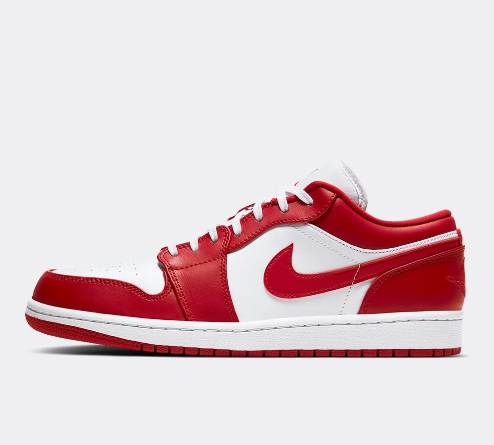 low jordan 1 red and white