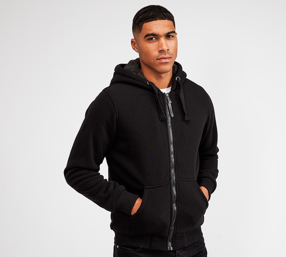 Brave Soul Maglione Uomo Con Cappuccio – Nero, Taglia L – Manica Lunga, Lavabile In Lavatrice