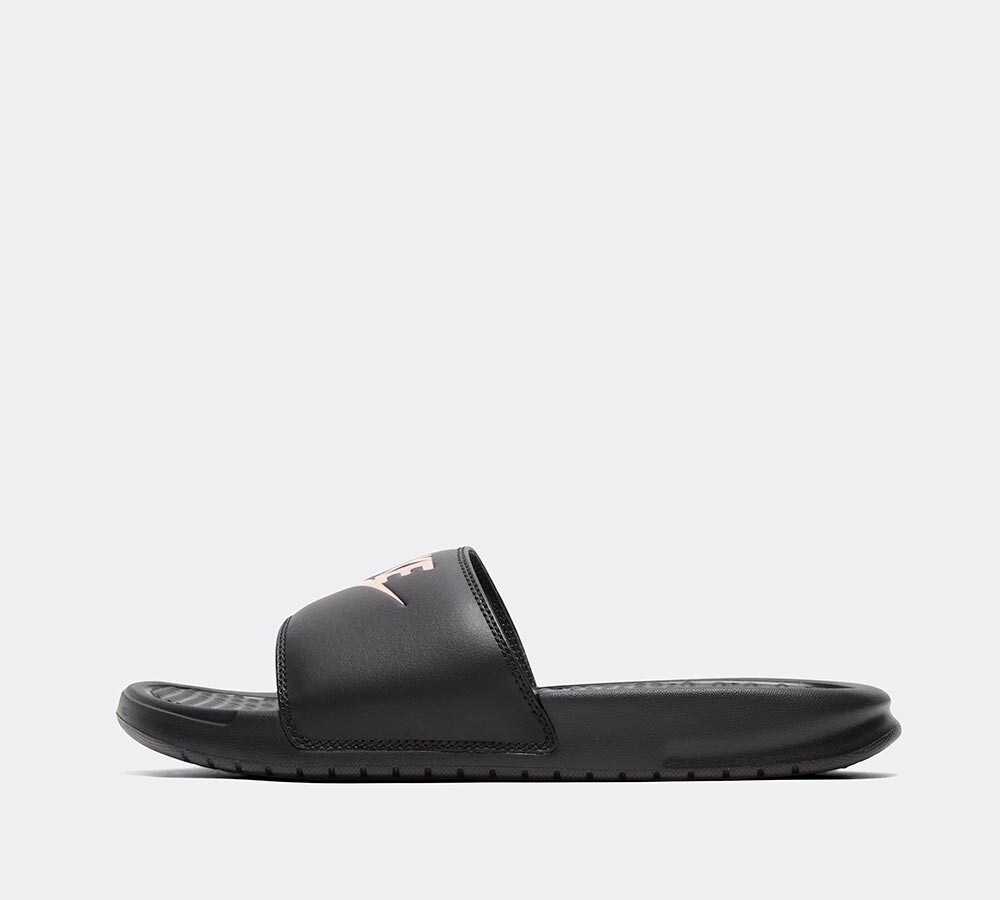 nike benassi rose gold slides