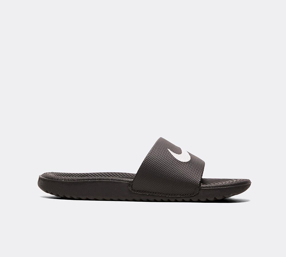 nike black and white kawa slides