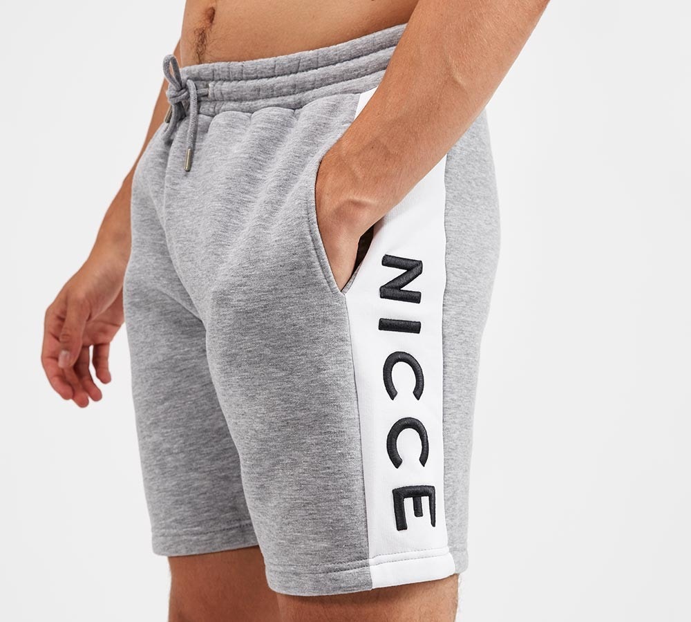 Nicce Neptune Fleece Short Light Grey Marl White Footasylum