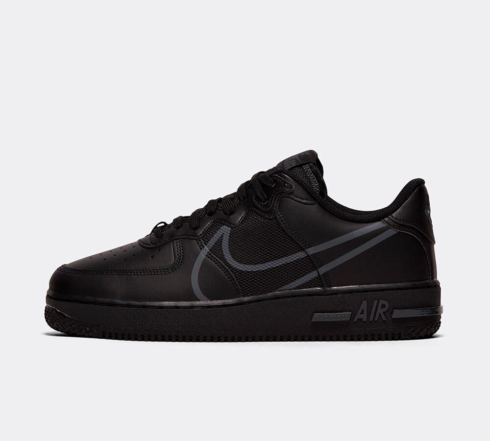 nike air force 1 react trainers in black