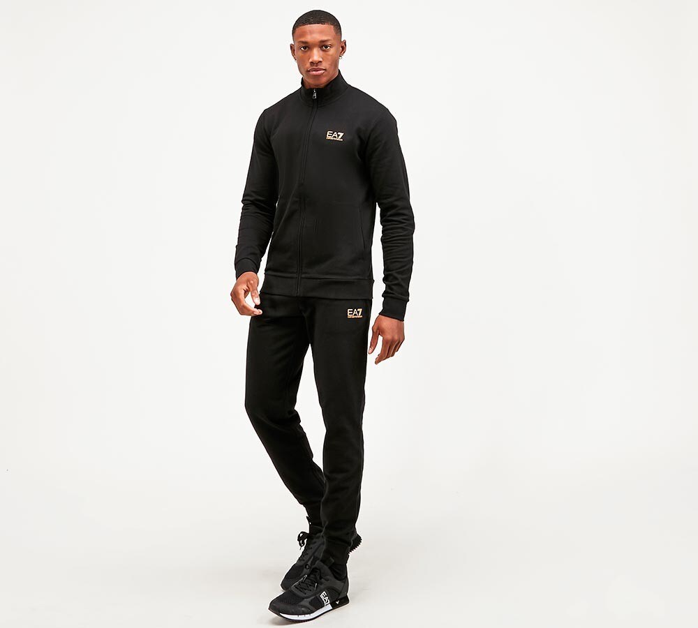 black and gold ea7 tracksuit