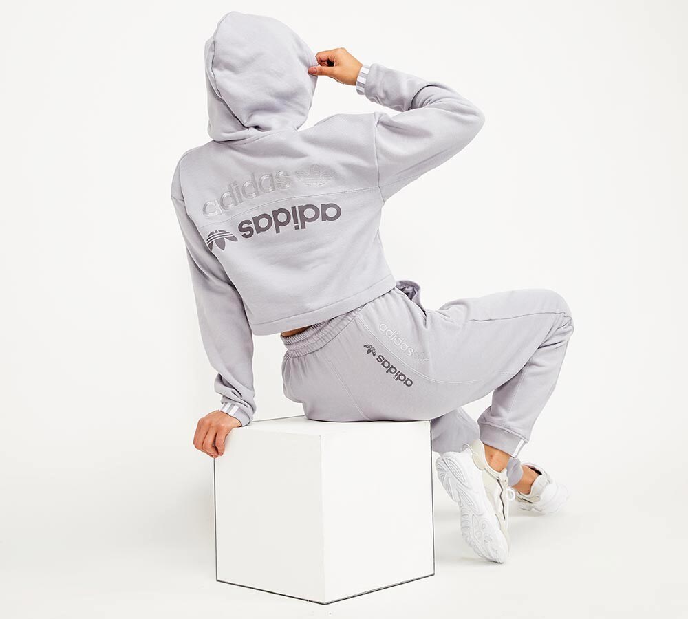 grey cropped adidas hoodie